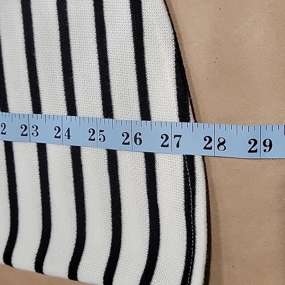 Zara Size L Soft Striped Sweater, Asymmetrical Hem, Split Cowl Neck Collar, NWOT - Picture 9 of 13